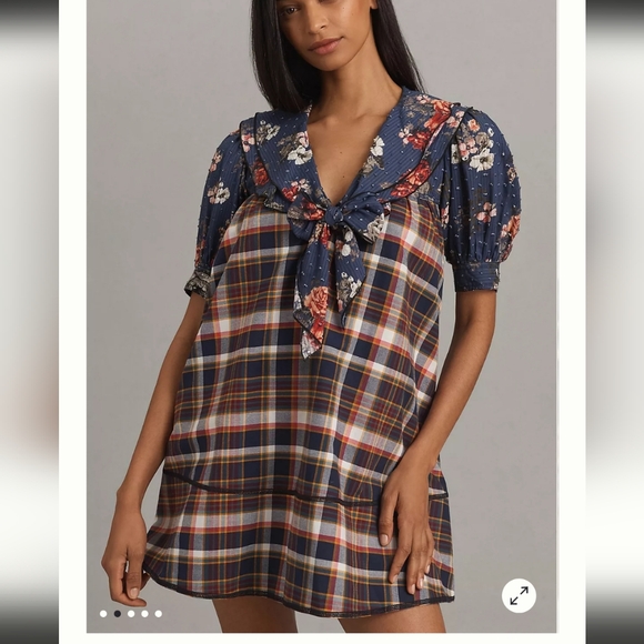 Pilcro Short-Sleeve Bow-Front Tunic Mini Dress - Picture 2 of 7